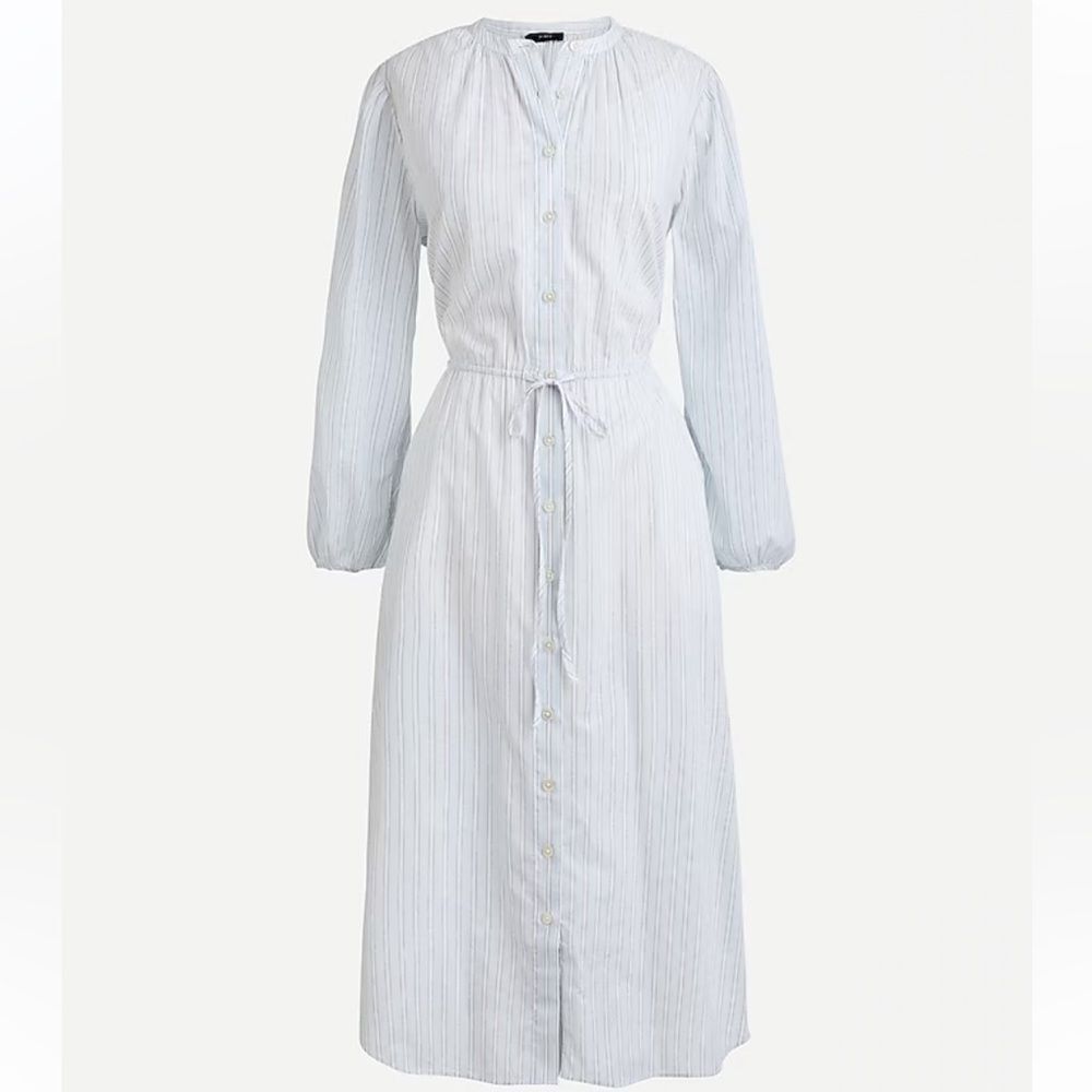 J. Crew - Tie-waist Cotton Voile Midi Shirt Dress in deck stripe - size 2